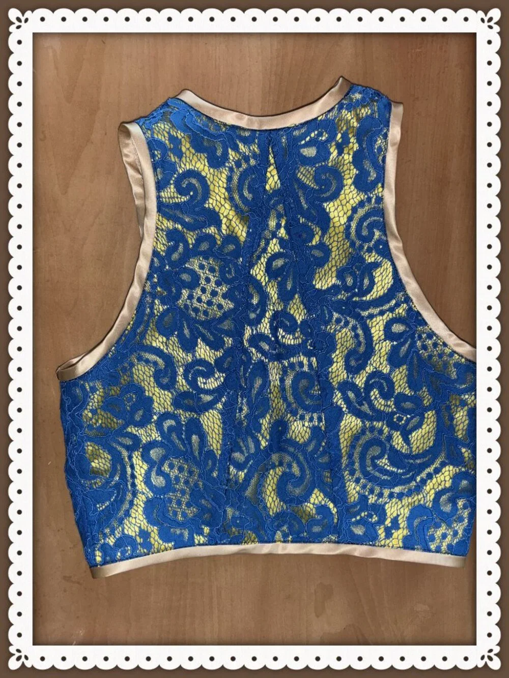 Bridal Girls Bolero Sleeveless Vest Deep Blue Lace Double Lined Size XS 5-10 yrs